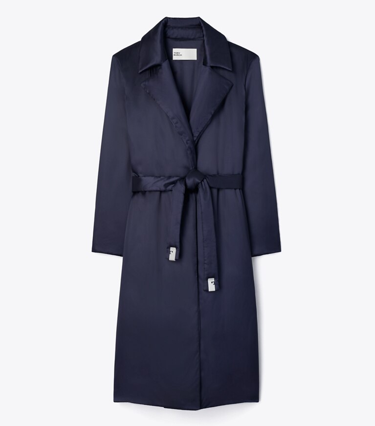 Tory Burch designer manteaux Manteau matelassé en viscose dans Medium Navy de face