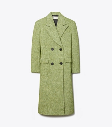 Tory Burch designer manteaux Manteau oversize en sergé in Green Irregular Twill Coating front