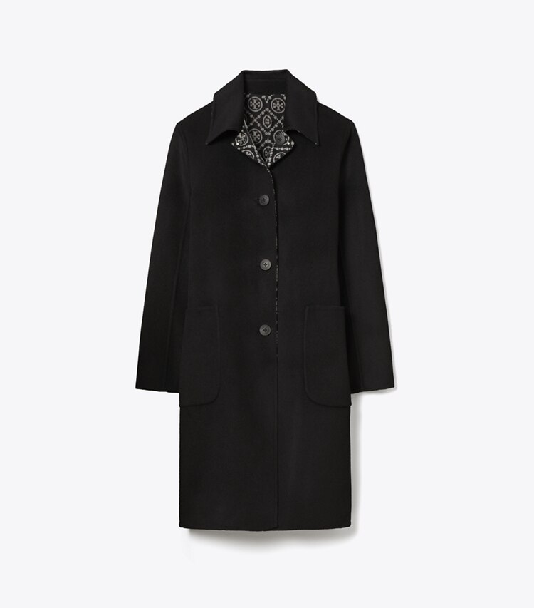 Tory Burch designer manteaux Manteau T Monogram en laine jacquard in Black/T Monogram Jacquard Combo D front