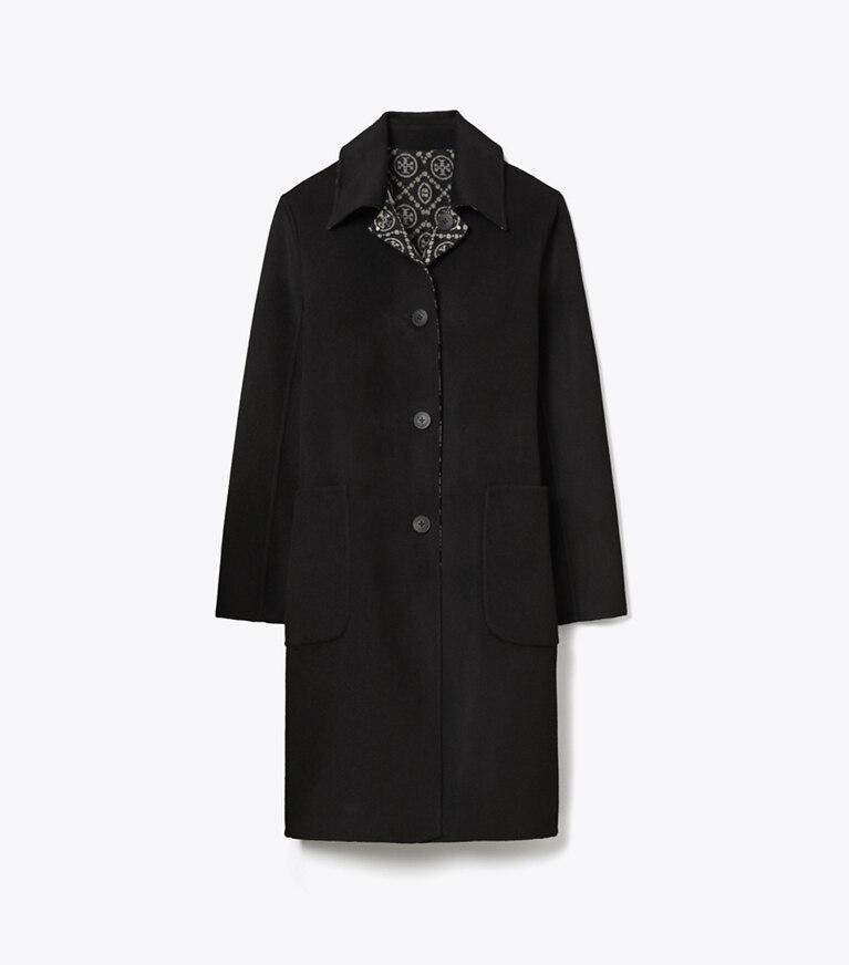 Tory Burch designer manteaux Manteau T Monogram en laine jacquard in Black/T Monogram Jacquard Combo D front
