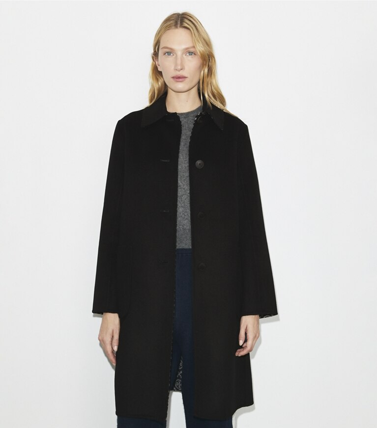 Tory Burch designer manteaux Manteau T Monogram en laine jacquard in Black/T Monogram Jacquard Combo D front