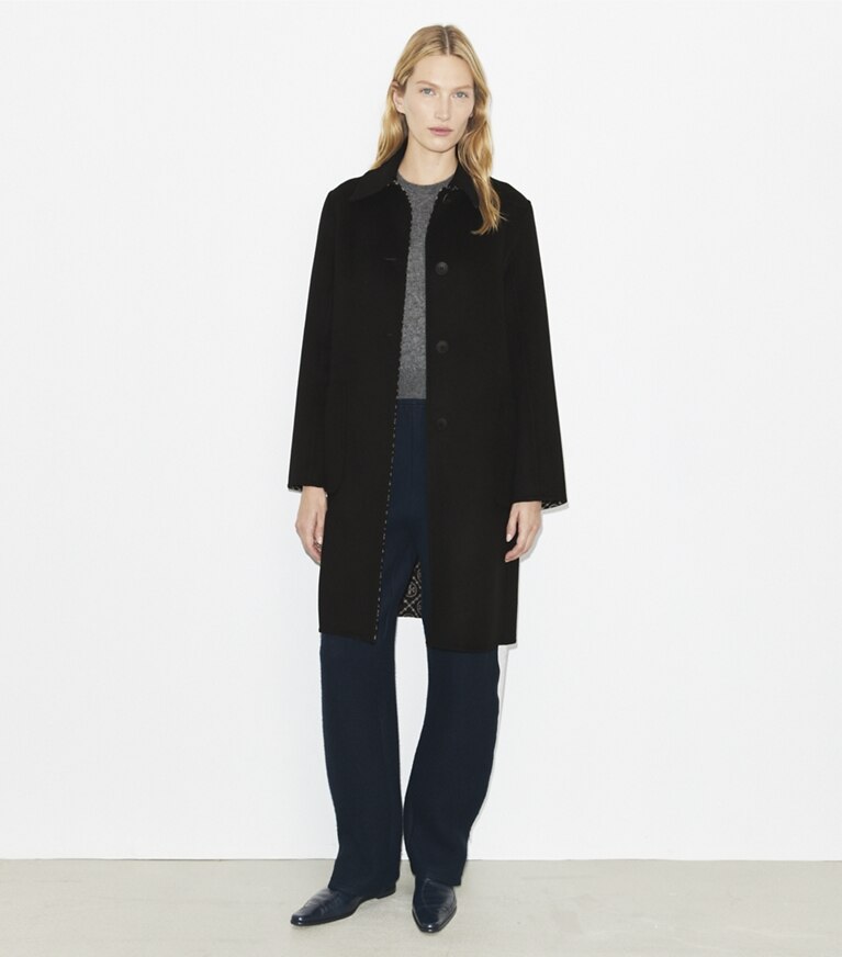 Tory Burch designer manteaux Manteau T Monogram en laine jacquard in Black/T Monogram Jacquard Combo D front