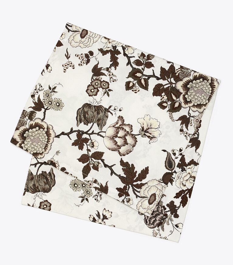 Tory Burch diseñador mantelería Mantel cuadrado Happy Times Bouquet, 70" x 70" en Brown grupo