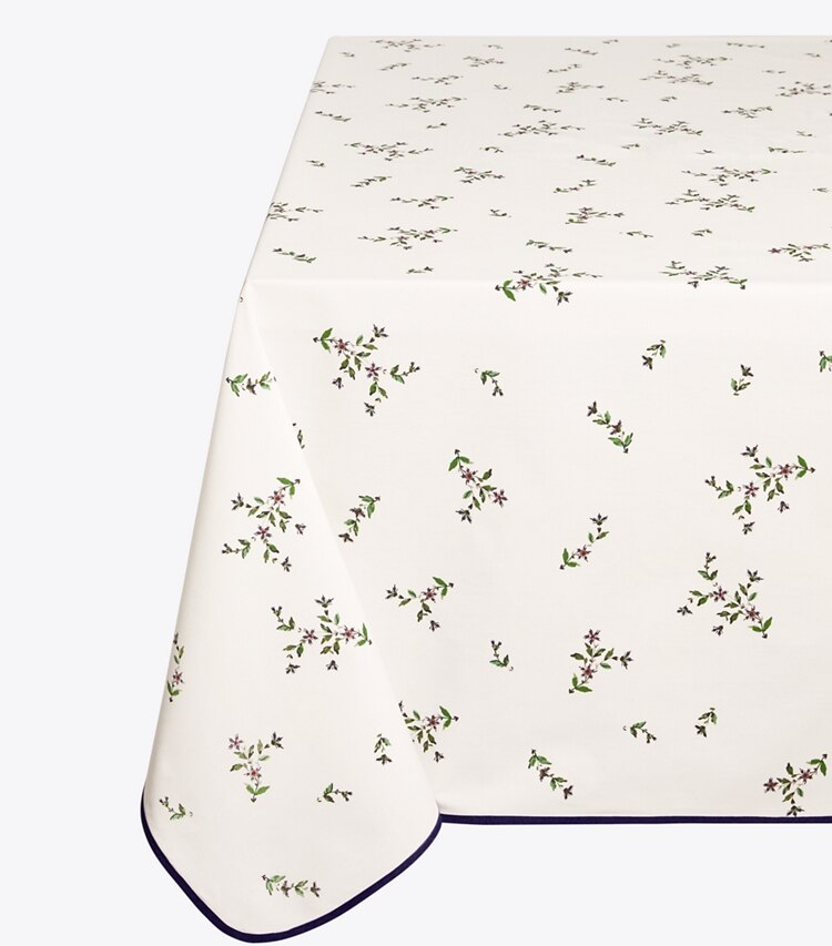 Tory Burch diseñador mantelería Mantel cuadrado Jolie Fleur, 70” en NEW IVORY detalle