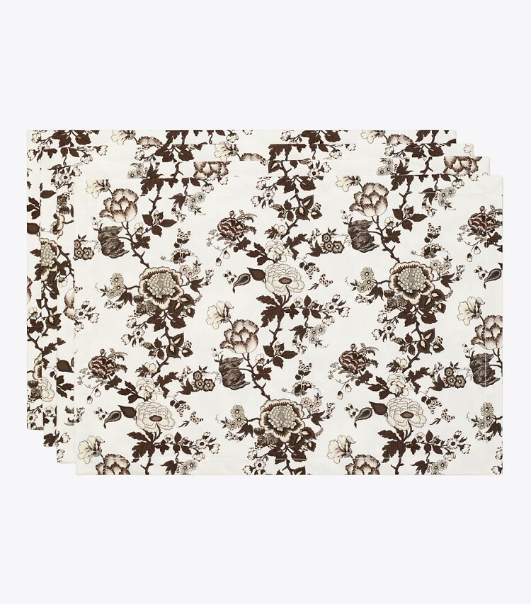Tory Burch diseñador mantelería Mantel individual Happy Times Bouquet, set de 4 en Brown grupo