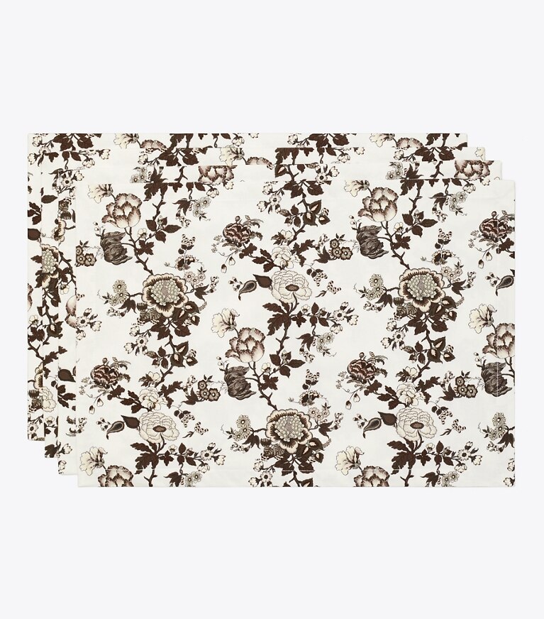 Tory Burch diseñador mantelería Mantel individual Happy Times Bouquet, set de 4 en Brown grupo