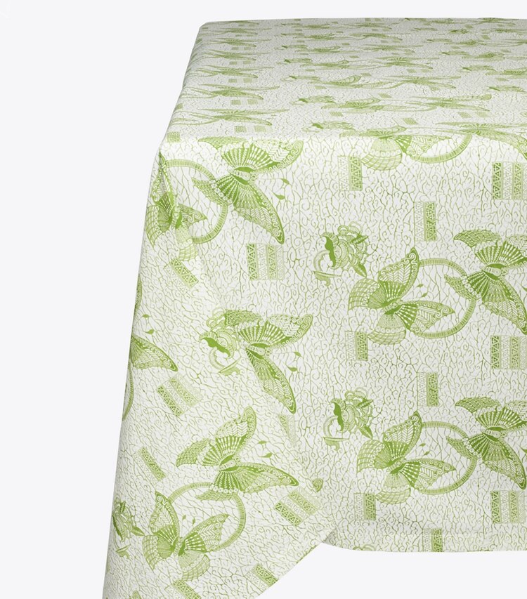 Tory Burch diseñador mantelería Mantel rectangular Butterfly Batik, 126" x 70" en Green detalle