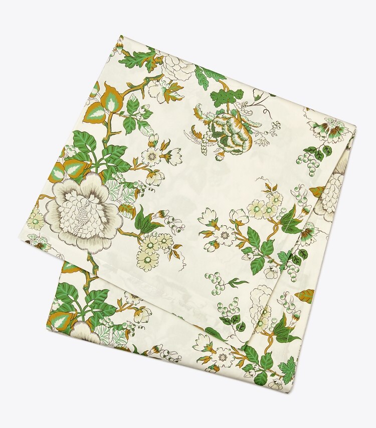 Tory Burch diseñador mantelería Mantel rectangular Happy Times Bouquet, 70" x 126" (178 x 320 cm) en Moss Green frente
