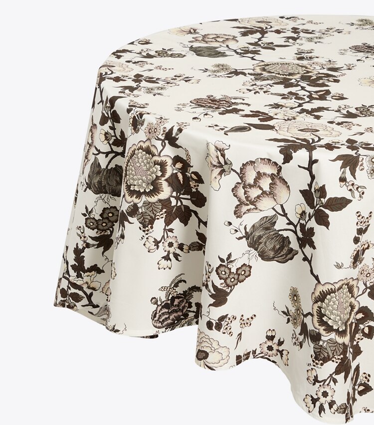 Tory Burch diseñador ropa de hogar Mantel redondo Happy Times Bouquet, 108" en Brown detalle