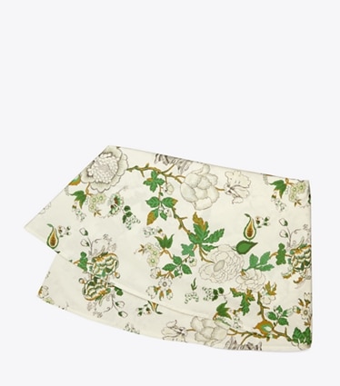 Tory Burch diseñador mantelería Mantel redondo Happy Times Bouquet, 132" (335 cm) en Moss Green frente