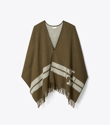 Tory Burch designer sciarpe Mantella a righe in Chocolate front