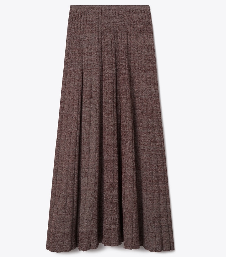 Tory Burch designer bottoms Marled Rib Skirt in Abalone Ivory / Dark Rustic Red / Black front