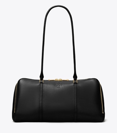 Tory Burch designer satchels Marshmallow Satchel in Black front