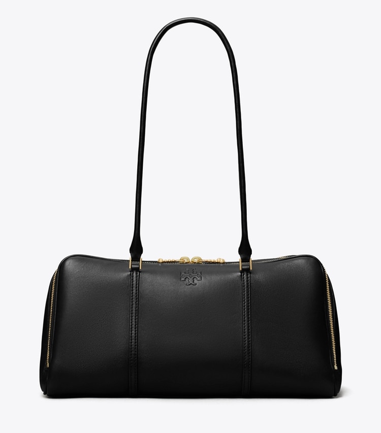 Tory Burch designer satchels Marshmallow Satchel in Black front