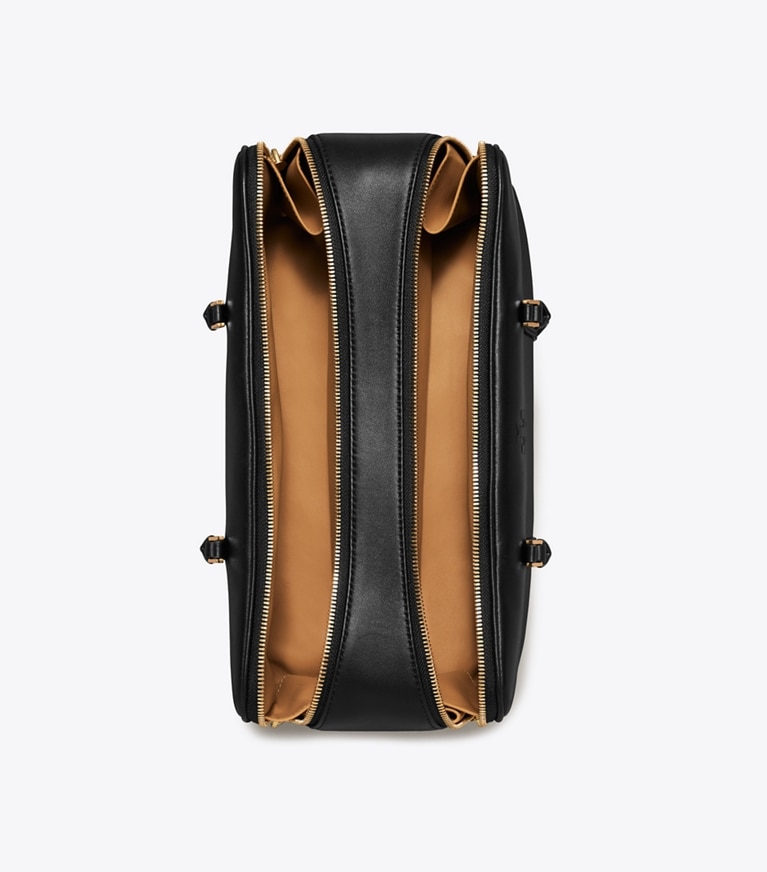 Tory Burch designer satchels Marshmallow Satchel in Black angle