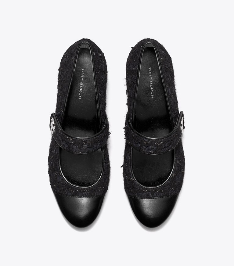 Tory Burch designer mocassins Mary Jane à bout contrasté dans MIDNIGHT NAVY / PERFECT BLACK vue du dessus
