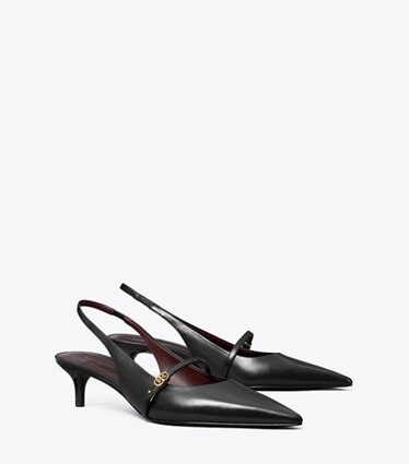 Tory Burch designer escarpins Mary Jane à bride arrière et boucle Double T dans PERFECT BLACK / PERFECT BLACK angle