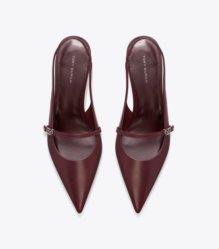 Tory Burch designer escarpins Mary Jane à bride arrière et boucle Double T dans DARK CARMINE / DARK CARMINE vue du dessus