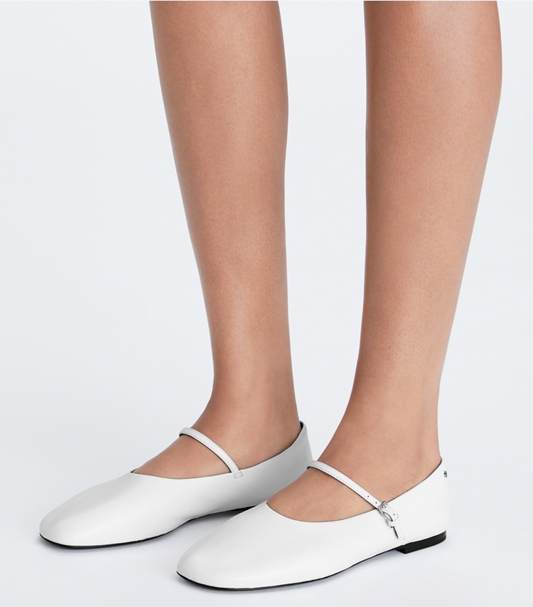 Tory Burch designer flats Mary Jane Ballet in CLOUD additional on model