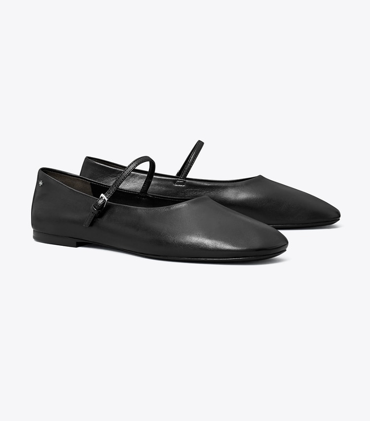 Tory Burch designer flats Mary Jane Ballet in PERFECT BLACK angle
