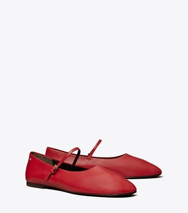 Tory Burch designer flats Mary Jane Ballet in TORY RED angle