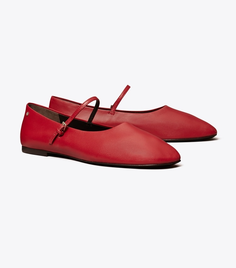 Tory Burch designer flats Mary Jane Ballet in TORY RED angle