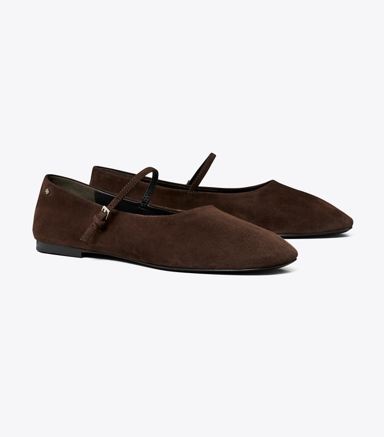 Tory Burch designer flats Mary Jane Ballet in DARK COCOA angle