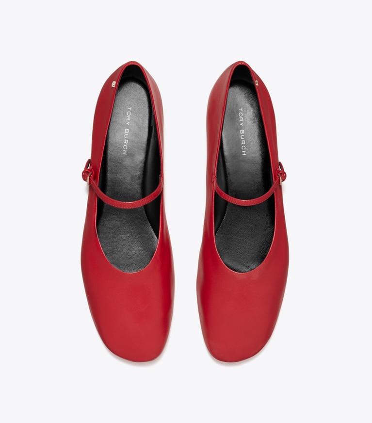 Tory Burch designer flats Mary Jane Ballet in TORY RED angle