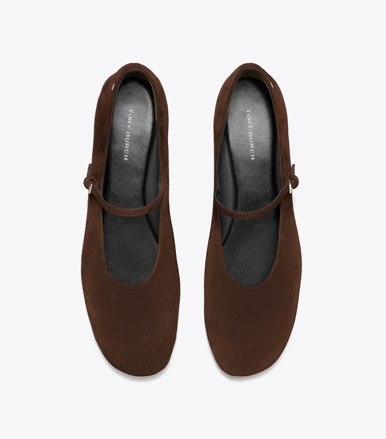 Tory Burch designer flats Mary Jane Ballet in DARK COCOA angle