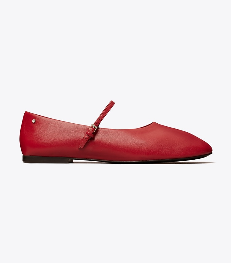 Tory Burch designer flats Mary Jane Ballet in TORY RED side
