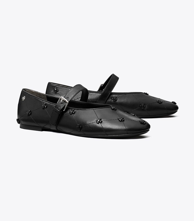 Tory Burch designer mocassini Mary Jane Bunny con nodo in BLACK / BLACK angle