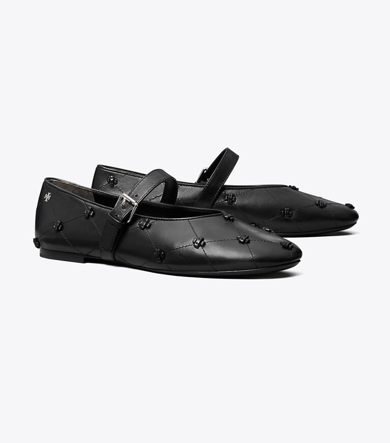 Tory Burch designer mocassini Mary Jane Bunny con nodo in BLACK / BLACK angle