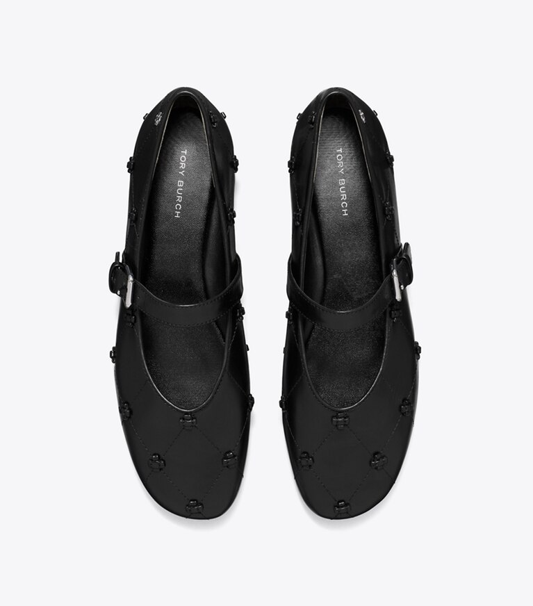 Tory Burch designer mocassini Mary Jane Bunny con nodo in BLACK / BLACK superiore