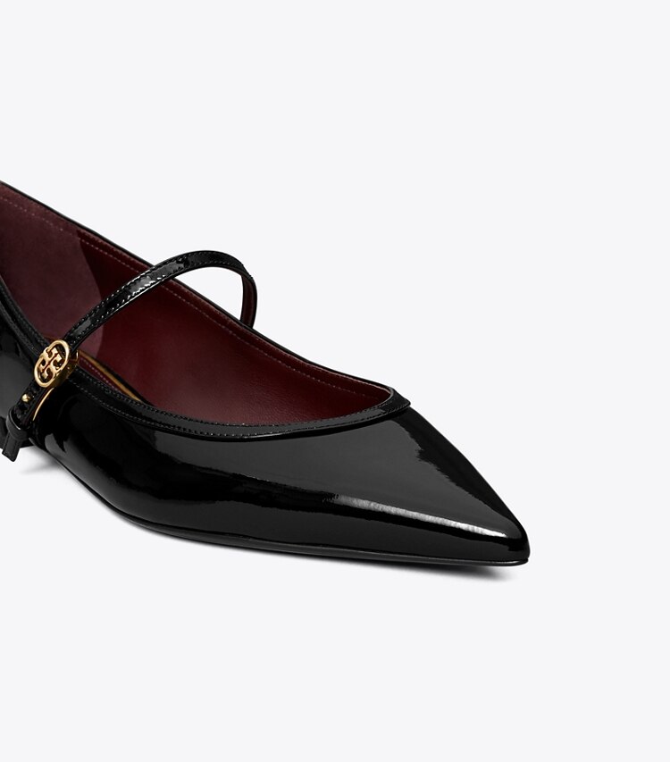 Tory Burch diseñador zapatos planos Mary Jane con hebilla de doble T en PERFECT BLACK detalle