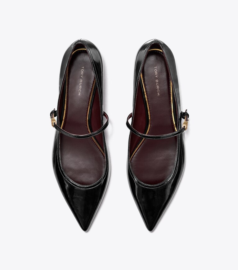 Tory Burch diseñador zapatos planos Mary Jane con hebilla de doble T en PERFECT BLACK desde arriba
