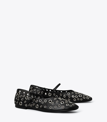 Tory Burch designer mocassini Mary Jane con occhielli in PERFECT BLACK angle