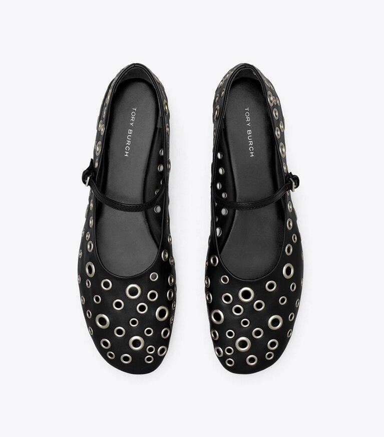 Tory Burch designer mocassini Mary Jane con occhielli in PERFECT BLACK angle