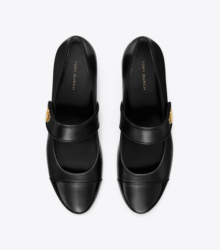 Tory Burch designer mocassini Mary Jane con punta a contrasto e tacco in PERFECT BLACK / PERFECT BLACK angle