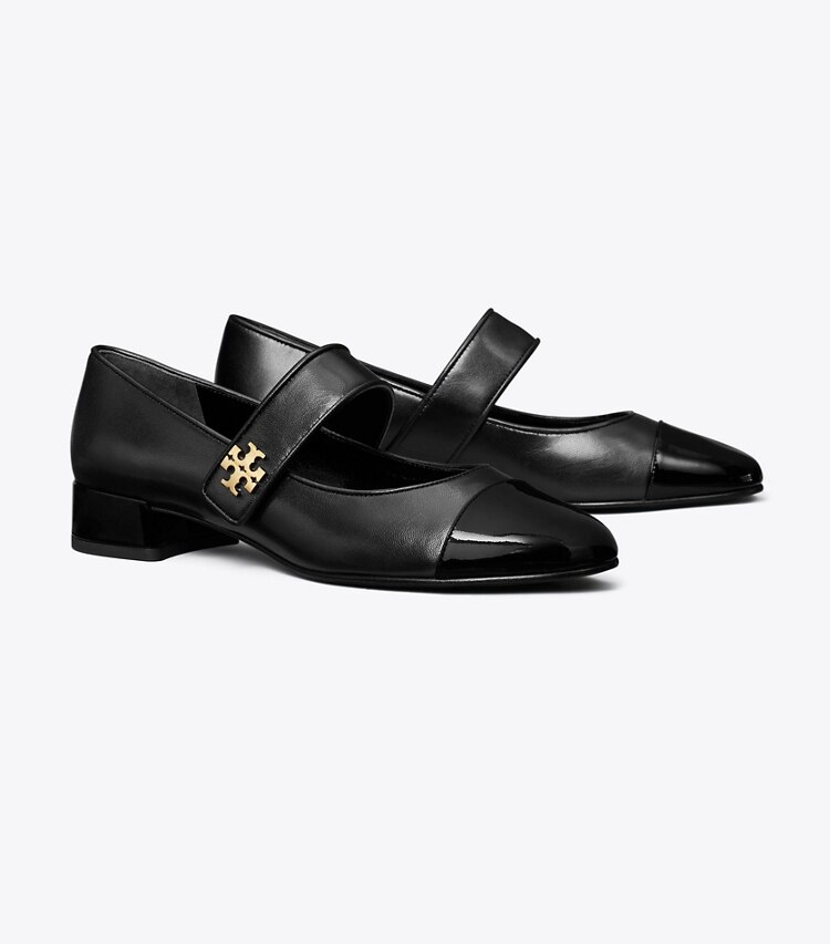 Tory Burch diseñador zapatos planos Mary Jane con puntera en PERFECT BLACK / PERFECT BLACK ángulo