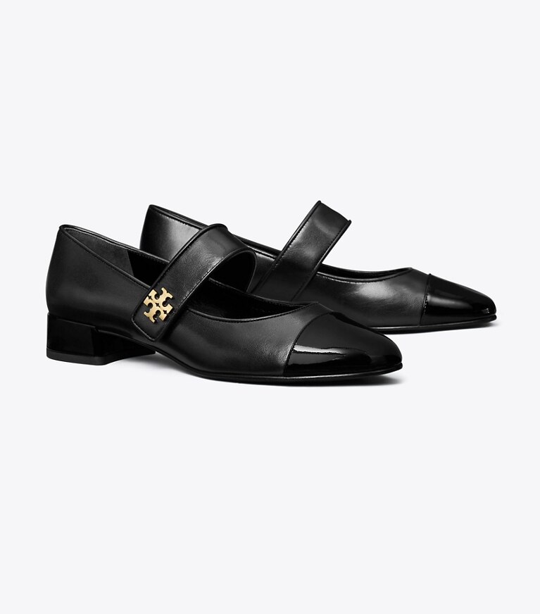 Tory Burch diseñador zapatos planos Mary Jane con puntera en PERFECT BLACK / PERFECT BLACK ángulo