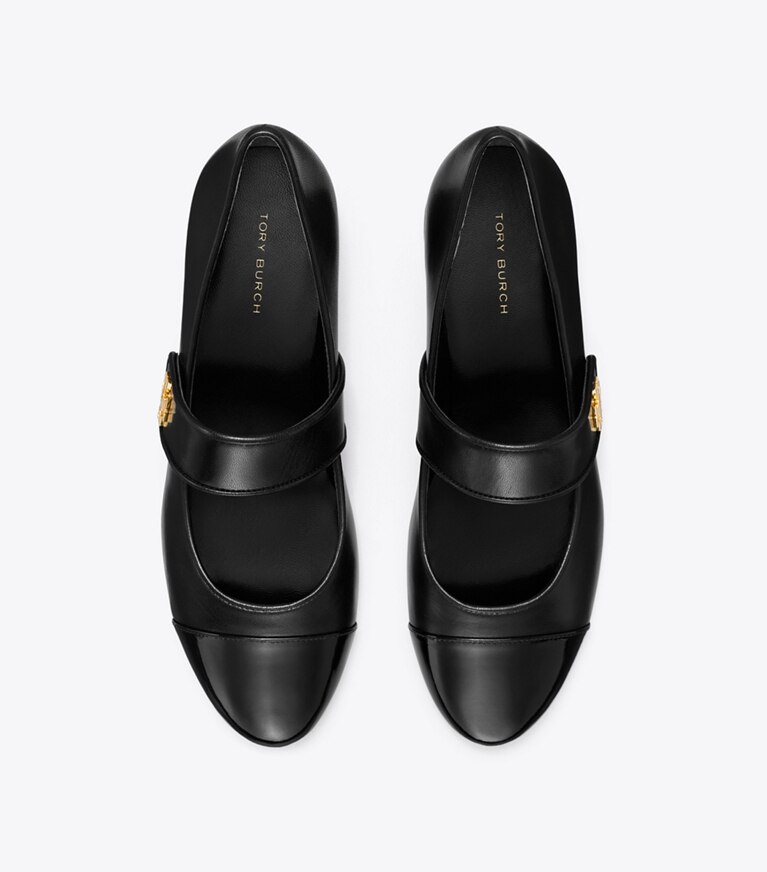 Tory Burch diseñador zapatos planos Mary Jane con puntera en PERFECT BLACK / PERFECT BLACK vista superior