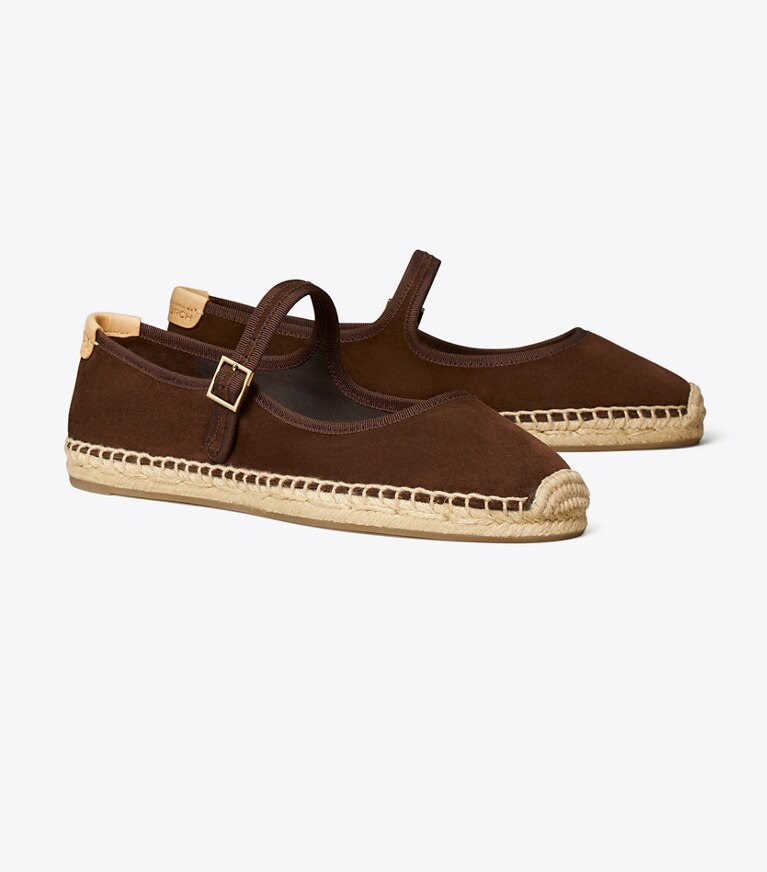Tory Burch designer espadrilles Mary-Jane-Espadrille in DARK COCOA / DARK COCOA / NATURAL angle