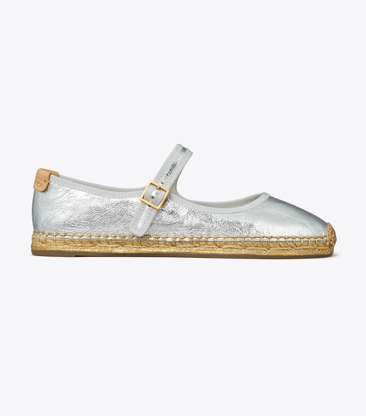 Tory Burch designer espadrilles Mary Jane Espadrille in SILVER / GRAY / NATURAL side