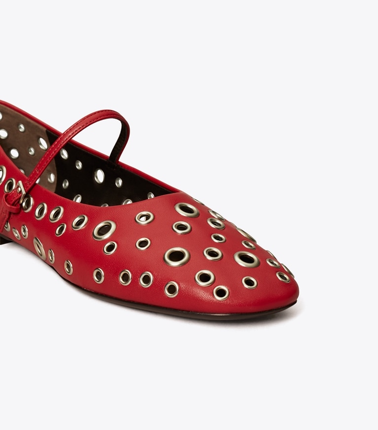 Tory Burch designer loafers Mary-Jane-Flat mit Ösen in TORY RED angle