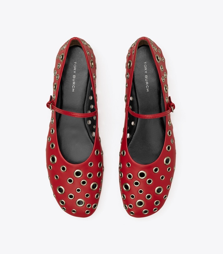 Tory Burch designer loafers Mary-Jane-Flat mit Ösen in TORY RED angle