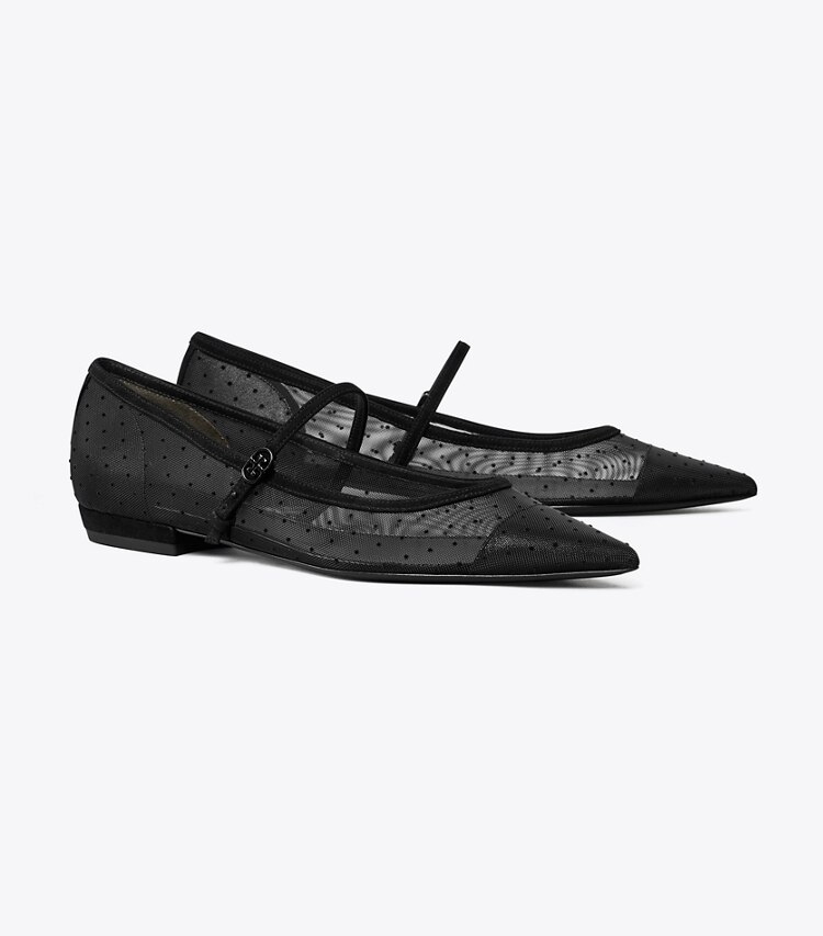 Tory Burch designer loafers Mary Jane Flat mit Doppel-T-Schnalle in NERO angle