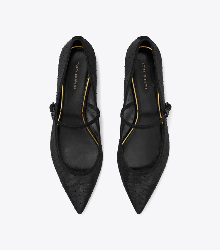 Tory Burch designer loafers Mary Jane Flat mit Doppel-T-Schnalle in NERO von oben