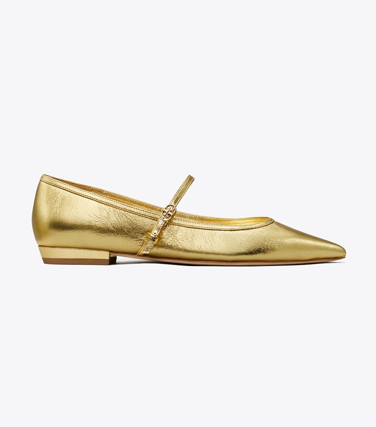 Tory Burch designer loafers Mary Jane Flat mit Doppel-T-Schnalle in SPARK GOLD angle