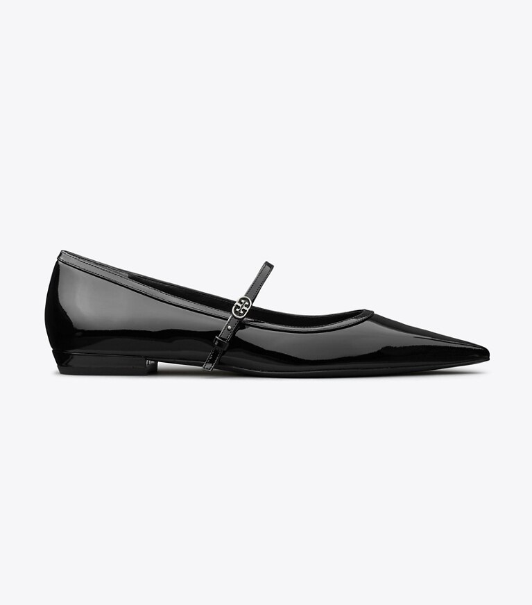 Tory Burch designer loafers Mary Jane Flat mit Doppel-T-Schnalle in PERFECT BLACK / PERFECT BLACK side