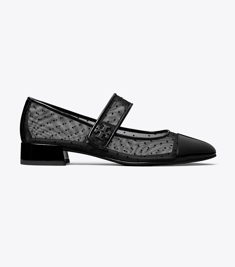 Tory Burch designer loafers Mary Jane Flat mit Zehenkappe und Absatz in NERO / PERFECT BLACK side